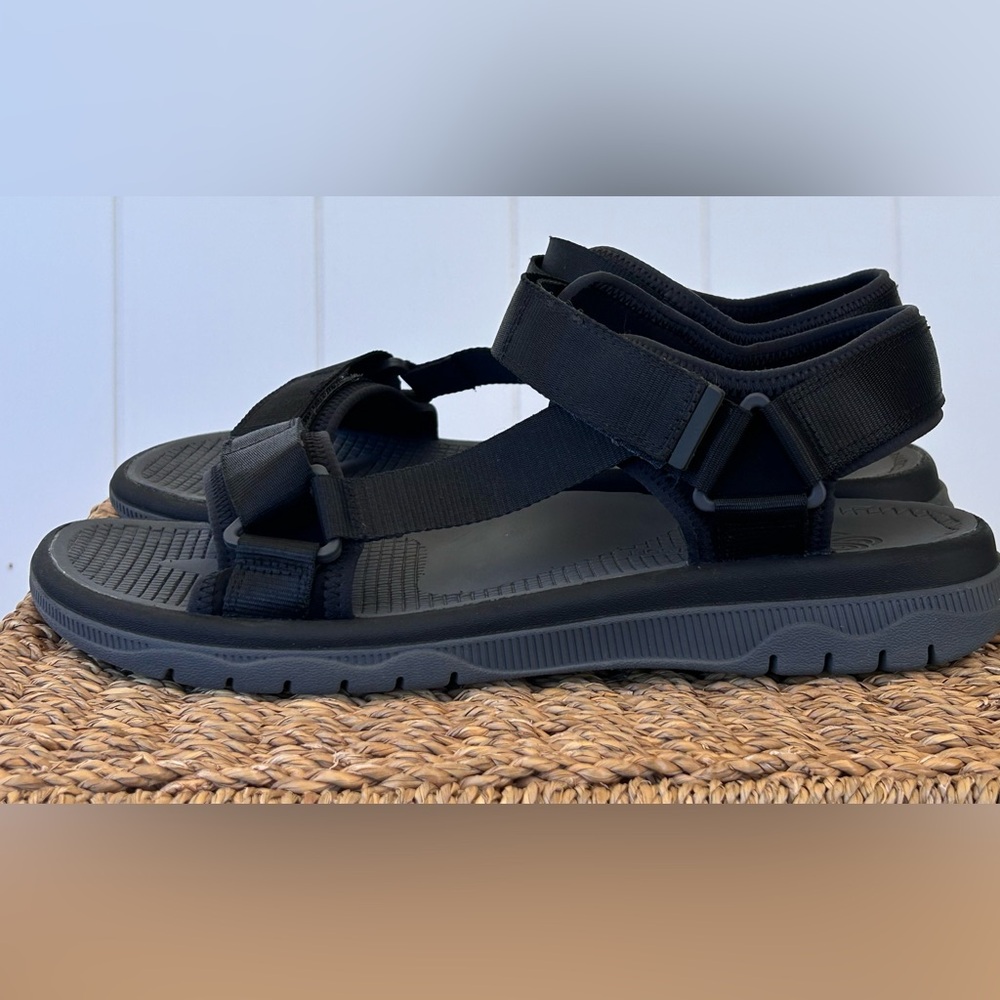 Clarks Cloudsteppers Balta Reef Men’s Sport Sandals Canvas Black Size 10M - Picture 3 of 13